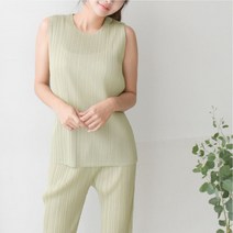 플리츠유 이세 럭스 파스텔 플리츠 나시 티 주름 여성 여름 엄마 이너