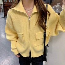 디아더컬러 여성 가을 겨울 니트 집업 자켓 루즈핏 오버핏