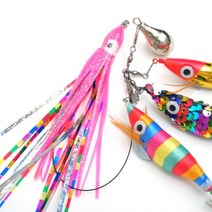 꼴뚜기 스커트 문어채비 바다 낚시용품, 핑크-색동 스커트(2개입), 1개