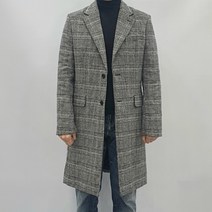 브랜드라인 남자 울 모직 하운드 체크 싱글 겨울 코트 아우터