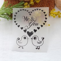 굿팡패브릭 의류 열전사지]미앤유 버드 하트 블랙(F087) 티셔츠 전사지 제작