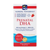 노르딕내츄럴스 프리네이탈 DHA 스트로베리 맛 글루텐 프리 소프트젤, 90정, 1개