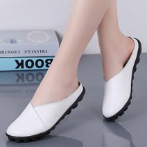 반야스토리 여성 싱글 하프 슬리퍼 캐주얼 패션 플랫 슬립온 사무실 거실화 바닥 미끄럼 방지 임산부 낮은 굽 3cm 앞코 둥근 모양