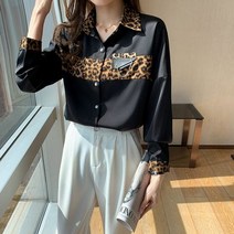[이꾸띠] 고멩 여성 2컬러 호피무늬 버튼다운카라 봄 블라우스