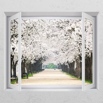 꾸밈 봄 꽃이 피는 날 노프레임 액자 C 벚꽃나무다리