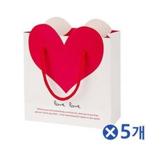 로맨틱선 레드하트 쇼핑백 소색상랜덤x5개 시장가방 봉지 튼튼한 기성 선물 포장, 상세페이지 참조
