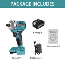 전동공구 1000W 350N.M 무선 전기 임팩트 렌치 핸드헬드 1/2 인치 속도 조절 가능 자동차 수리 전동 공구 마키타 18V 배터리 Makita 사용 전동렌치, 02 1 Battery US Plug