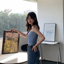 블루 데님 패턴 탱크탑