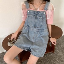 하이웨이스트 와이드 데님 스트랩 쇼츠 여성용 여름 슬랙스 슬림 슬링 팬츠 인스 패션