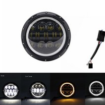 7quot헤드 라이트 LED 헤드 인치 바이크 오토바이 램프 H4 하이 로우 빔, 19 80W Headlight Black