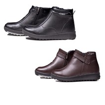 홈쇼핑 타이파 남자 천연 소가죽 방한화 여자 털 부츠 남성 발목 방한 구두 효도화