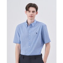 24SS 블루 뱀부혼방 마이크로하운즈투스체크 반팔 셔츠 HZSH4B512B2