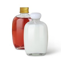 유리병 위스키 둥근 사각 100ml 플라스크 바이알 투명 납작 병 용기, 위스키 둥근사각 100ml 볼록PP캡 블랙