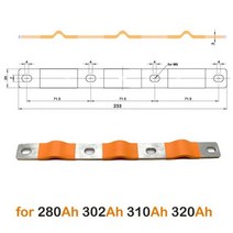 EEL 유연한 버스 바 셀 Lifepo4 배터리 스트랩 클립 스터드 연결 바 순수 니켈 도금 구리 DIY 280AH 320Ah, 320A _1pcs L71.5mm 2P, 1개
