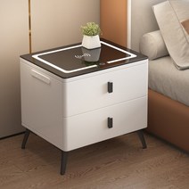 무선충전협탁 지능형 침대 옆 테이블 안전 램프 무선 충전 다기능 신제품, 13 Black two draws a
