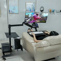침대 모니터암 이동식 컴퓨터 책상 모니터 받침대, 2세대평면형싱글모니터듀얼호스트
