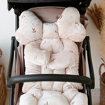 돗투돗 극세사 자수 유모차 라이너 시트 소프트 에어매쉬 카시트 엉따, 극세사 자수 라이너 - 싱싱올리브(베이지)