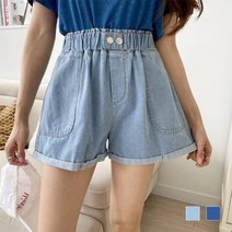 셀러허브 패션 [깨비몰] 여성 더블스냅 하이 롤업 청반바지 데님팬츠