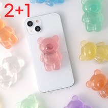 그립팝 그립톡톡 곰돌이 반구 투명 레진 핸드폰 손잡이 홀더, 그립톡톡_반구_핑크