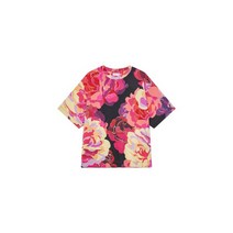 DRIES VAN NOTEN 드리스반노튼 여성 플로럴 코튼 이지 티셔츠 - 다크 핑크