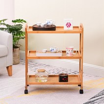 카페트롤리 원목 트레이 웨건 왜건 선반카트 카페, 서랍 없음 가드레일 브라운 사이즈 52.5X30X80