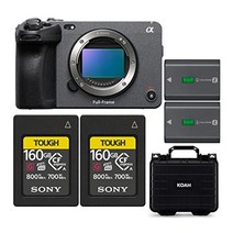 소니 알파 fx3 시네마 라인 풀프레임 카메라(본체만) 번들 160GB 메모리 카드(2팩) 충전식 배터리 팩(2팩) 및 맞춤형 폼이 있는 하드 케이스(6개 품목)