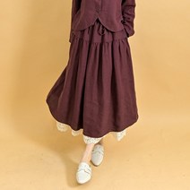 내추럴가든 스트링 셔링 린넨 스커트
