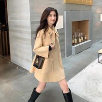 캐시미어 a라인 코트 진주 단추 리본 장식 러블리 여성 자켓 데이트룩