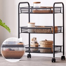 이동식 바퀴달린 선반 트롤리 트레이 3단 4단 5단, 블랙