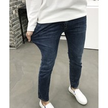 용된다 겨울 9부 빅사이즈 작업복 남자 기모 청바지