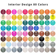 코픽 디자인 마카 Touch five-80 색 듀얼 팁 마커 키트 흰색 배럴, 04 Interior Designers