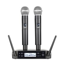 방송용카메라 유튜브 방송용LEEDOAR-듀얼 채널 UHF 무선 마이크 세트 가라오케 웨딩 파티 교회 쇼용 핸드, 우리 플러그