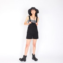 [코튼/데님] 미니 롤업 오버롤즈 (데님오버롤 중청오버롤 중청멜빵반바지 데님멜빵반바지 데님와이드팬츠 포켓 데일리 무지 캐주얼 점프수트 점프슈트 3부반바지쇼츠 캠핑룩 여자 여성)
