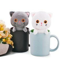 모찌 타운 미니 어린이 핫팩 인형 손난로 고양이 강아지 곰도리 캐릭터 전자레인지 재사용 핫앤핫 바로 핫팩, 34.고양이 그레이
