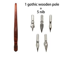 딥펜 캘리그라피 만년필 깃털펜 잉크 손글씨 나무 고딕 스타일 물에 담근 로그 소재 꽃, c