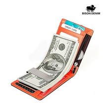 바이슨데님 BISON DENIM 수제 가죽 RFID 도난방지 머니클립 카드지갑 W4526 1