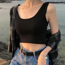 데이룸 여성 크롭 기본 이너 민소매 나시