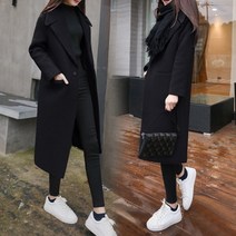 여성피코트 롱코트 여성 겨울 블랙 롱 울 코트 겉옷 2022 숙녀 트렌치 옷 키작녀코트