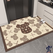 현관코일매트 빈티지 베란다 바닥매트 유럽식 매트 목욕탕 인테리어 PVC 미끄럼방지, 트렌드베어 밀크티 가로형