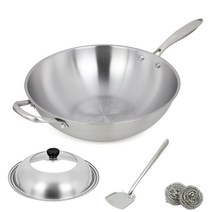 통5중 스텐 웍 30cm 32cm 34cm 인덕션, 32CM[핸들o]+뚜껑