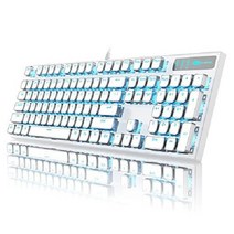 레트로 타자기 키보드 및 마우스 콤보 스위치 귀여운 흰색 풀 사이즈 게임용 작업 Mac PC Windows, 화이트(스퀘어 키캡)