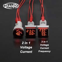 누선전류계 디지털 누선전류기 22mm 3in1 전압 표시기 ac 전류계 전압계 hz 전류 led 미터 테스터 신호 조명 ac 60-500v 다채로운 주파수, 하얀, 정사각형 3 in 1