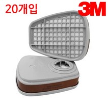 3M 방독마스크 방독정화통 6001K(16매입) 농약 레진 제초작업 용, 20개입