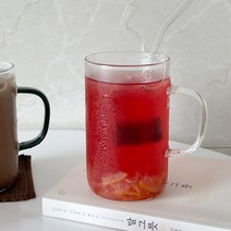 1+1 구엘머그컵 투명 530ml 홈카페 내열유리 손잡이 머그 대용량 데일리컵