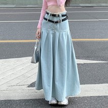 대박난박양 데님 플리츠 맥시 스커트