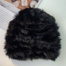 겨울방한모자 일본 RX 리얼 토끼털 털털 일체형 모자 겨울 보온 방한 귀마개 패션 니트