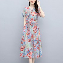 엔티랄라 여름 면 마 원피스 여성 린넨 원피스 루즈한 핏의 슬림핏의 편안하고 통풍이 잘 되는 플라워 패턴의 원피스 캐주얼 원피스 심플 원피스 모던 원피스