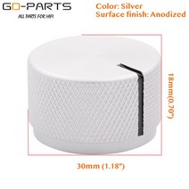 오디오 앰프 음향 20x17mm 30x18mm 가공 솔리드 알루미늄 볼륨 포인터 노브 전위차계 캡 버튼 6mm 홀 하이, 03 30x18mmSilver