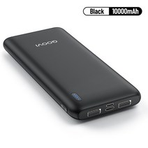 휴대용 미니 보조배터리 대용량 QOOVI 10000 mAh 보조베터리 초박형 휴대용 충전기 iPhone 13 Xiaomi Samsu, 01 Black 10000mAh_01 10000mAh