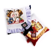 십자수 복주머니주차쿠션 완성품(신상품), 파랑